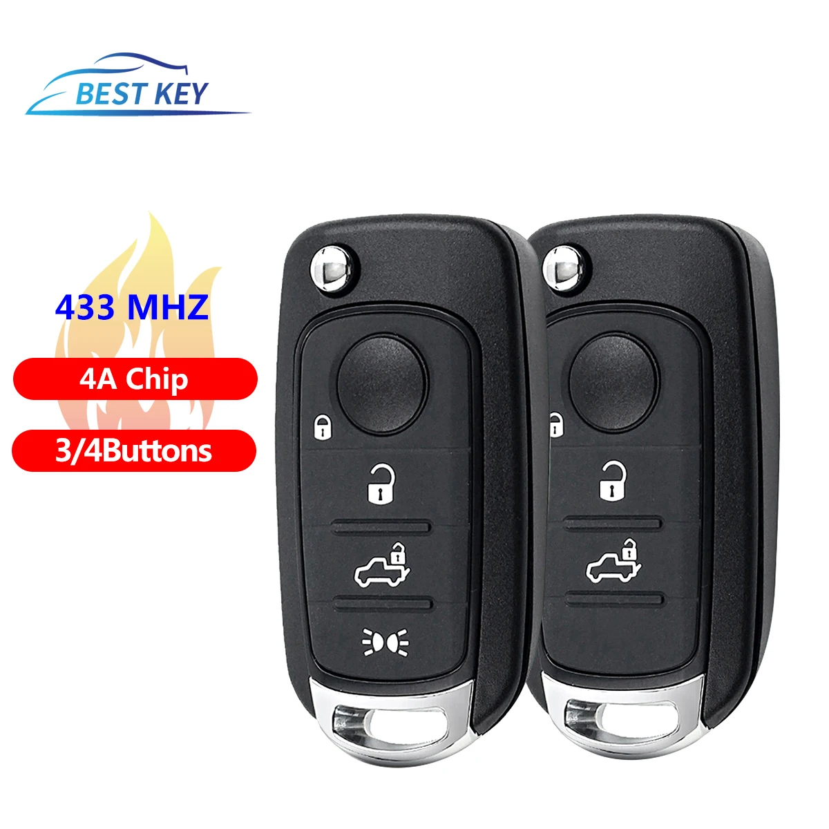 

BEST KEY 3/4 Buttons Remote Key For Fiat 500X Egea Tipo 2016 2017 2018 433.92Mhz FSK 4A Hitag-AES Chip SIP22 Blade