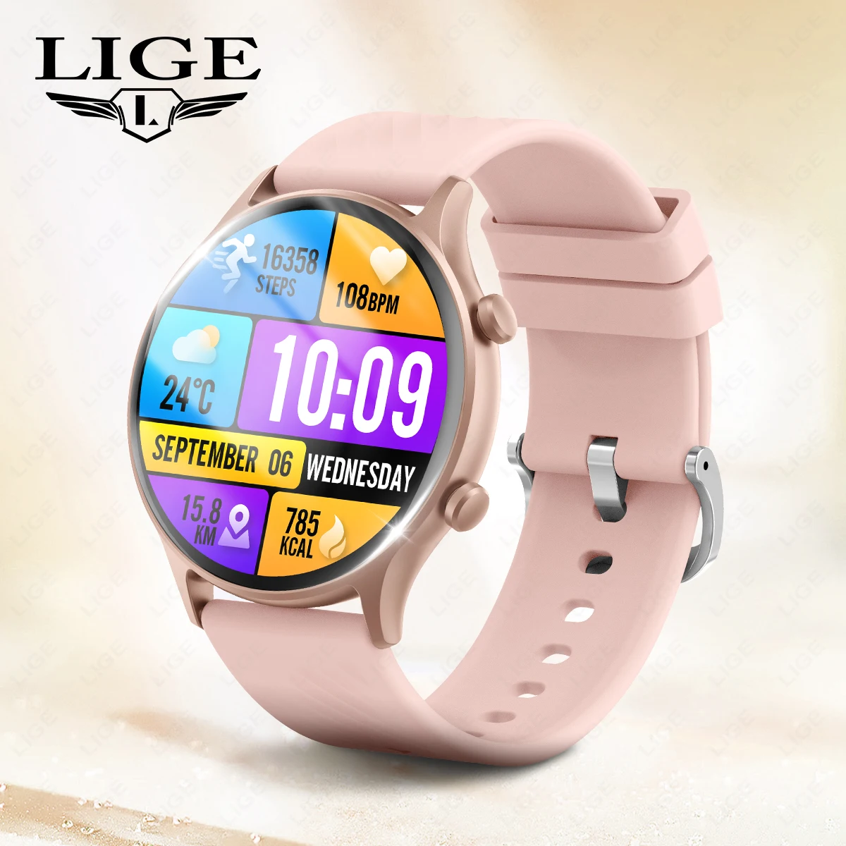 

LIGE Fashion Youth Smart Watch Woman Girls 2024 Smartwatch Bluetooth Call Voice Assistant Blood Pressure Monitor Women's Watches
