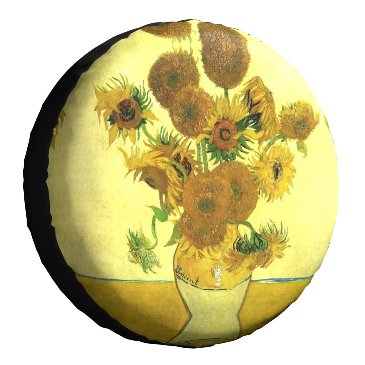 

Vincent Van Gogh Spare Tire Cover Case Bag Pouch for Sunflowers Car Wheel Protectors Accessories 14" 15" 16" 17" Inch