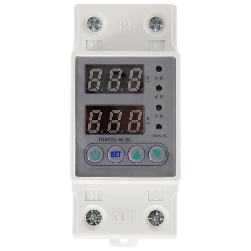 Din Rail Dual Display Adjustable Over Voltage Current And Under Voltage Protective Device Protector Relay 220V 230V
Din Rail Dual Display Adjustable Over Voltage Current And Under Voltage Protective Device Protector Relay 220V 230V