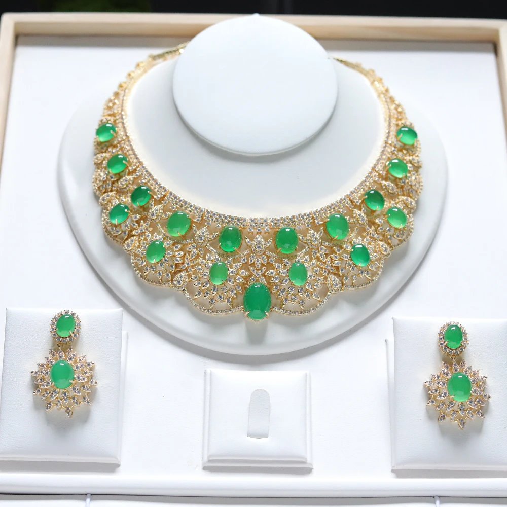 Luxury Green Necklace Sparkling Cubic Zircon 2pcs Vintage Jewelry Set for Women Wedding Golden Wedding Party Anniversary Gift 4 Mallzona Sdbdc51302c014780bd547ac262b75a4cR Luxury Green Necklace Sparkling Cubic Zircon 2pcs Vintage Jewelry Set for Women Wedding Golden Wedding Party Anniversary Gift Mallzona
