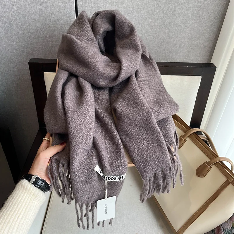 

Warm Cashmere Scarves For Women Solid Color Shawl Long Neck Scarf Luxury Pashmina Shawls Winter Wraps Scarfs For Ladies 65x210cm