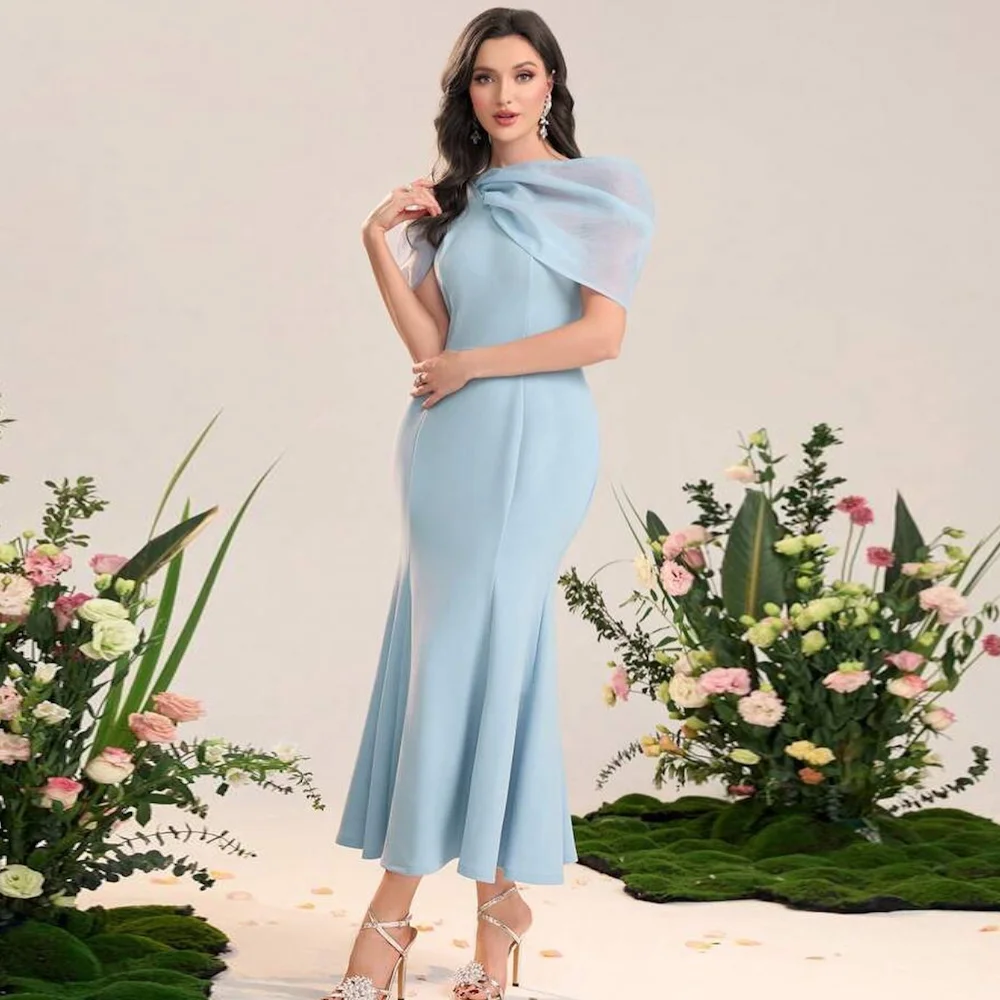 

CERMAE Satin Mermaid Scoop Neckline Populer Prom Gown Evening Ankle-Length Ruffle Formal Elegant Party Dress for Women 2023