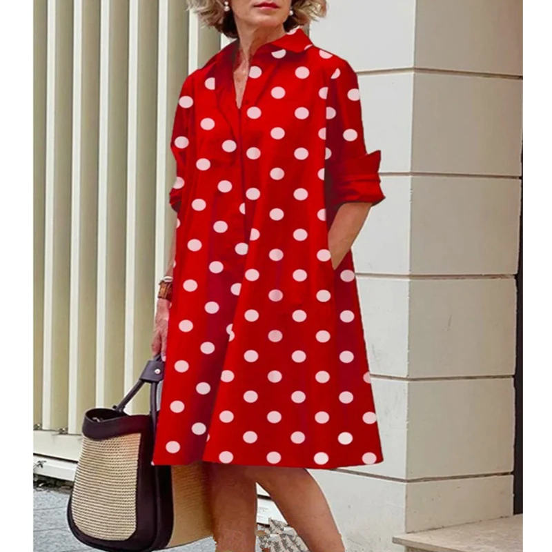 Women Polka Dot Print Oversize Vintage Elegant Shirt Dress 2023 Spring Autumn Fashion Casual Long Sleeve Streetwear Midi Dresses
Women Polka Dot Print Oversize Vintage Elegant Shirt Dress 2023 Spring Autumn Fashion Casual Long Sleeve Streetwear Midi Dresses