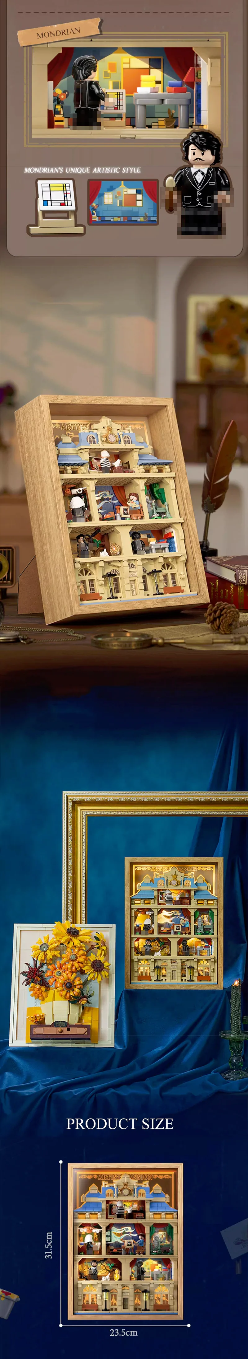 Master Night Lights Painting Building Blocks Creative Art Museum Model Supporting Character Desktop Decoration and LED Lights Master Night Lights Painting Building Blocks Creative Art Museum Model Supporting Character Desktop Decoration and LED Lights