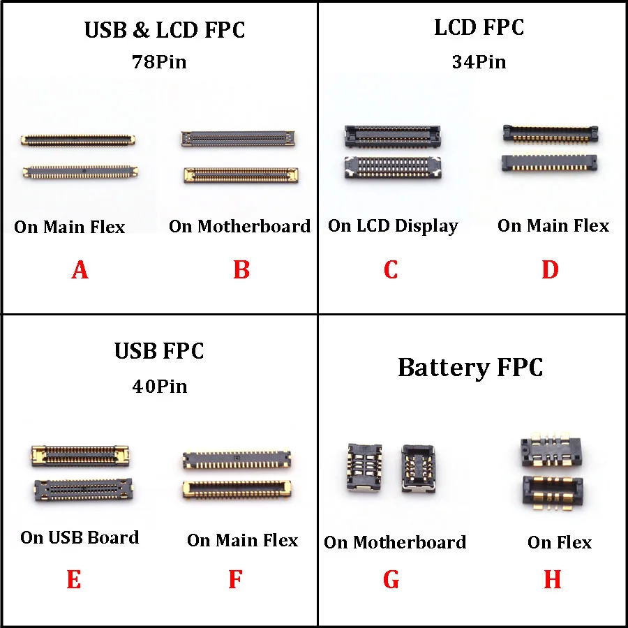 

5pcs Lcd Display FPC Connector On Motherboard For Samsung Galaxy A42 5G A426 A426F A426B Battery USB Charger Plug 34 40 78 Pin