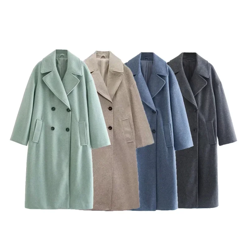 Lapel Women Straight Overcoat Casual Double-Breasted Office Ladies Long Coat Autumn Winter Solid Female Streetwear Coats
Lapel Women Straight Overcoat Casual Double-Breasted Office Ladies Long Coat Autumn Winter Solid Female Streetwear Coats