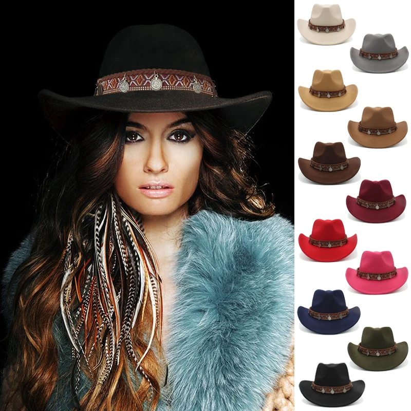 Men Women Wool Blend Western Cowboy Hats Wide Brim Sunhats Party Travel Sombrero Outdoor Caps Classical Retro Adjustable Size
Men Women Wool Blend Western Cowboy Hats Wide Brim Sunhats Party Travel Sombrero Outdoor Caps Classical Retro Adjustable Size