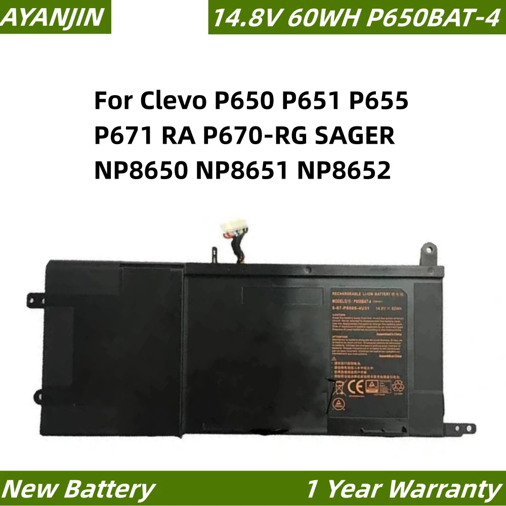 P650BAT-4 14.8V 60Wh Laptop Battery For Clevo P650 P651 P655 P671 RA P670-RG SAGER NP8650 NP8651 NP8652 6-87-P650S-4U311
P650BAT-4 14.8V 60Wh Laptop Battery For Clevo P650 P651 P655 P671 RA P670-RG SAGER NP8650 NP8651 NP8652 6-87-P650S-4U311