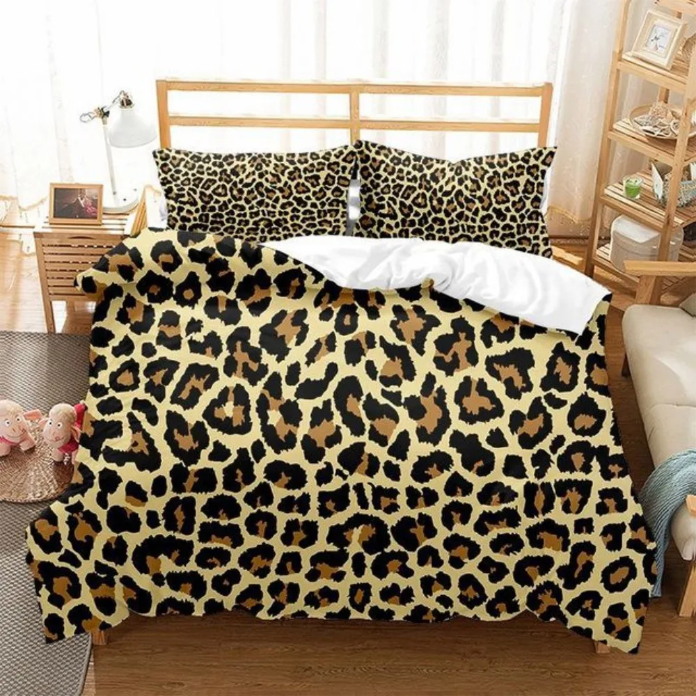 

Leopard Print Bedding Set For Women Men Teens African Animal Cheetah Duvet Cover Single Double Queen King Full Twin Duvet Cover