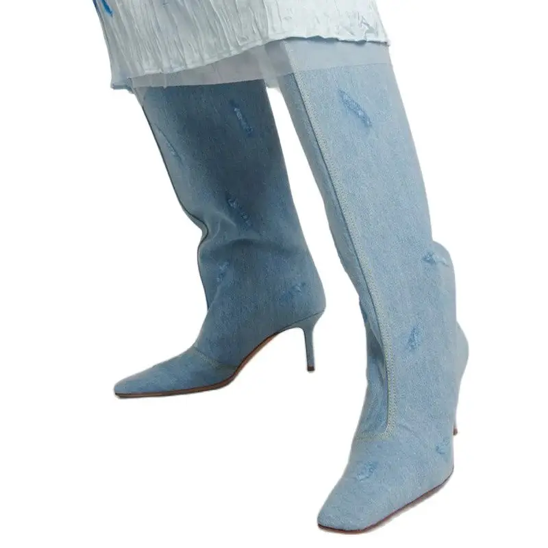 2023 Denim High Heels, Square Toe, Knee High Boots, Women's Fashionable Loose Fitting Boots, Crocodile Pattern/Patent Leather
2023 Denim High Heels, Square Toe, Knee High Boots, Women's Fashionable Loose Fitting Boots, Crocodile Pattern/Patent Leather