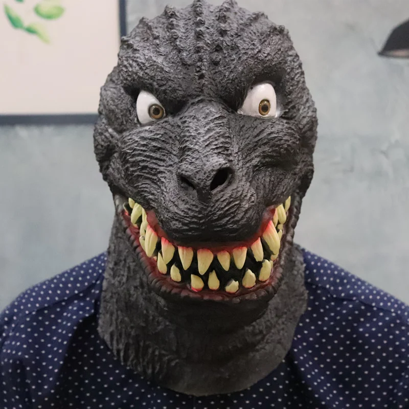 

Raptor Dinosaur Mask Novelties Halloween Masquerade Rave Cosplay Dino Costume Horror Latex Animal Full Head Mascara Disguise Man