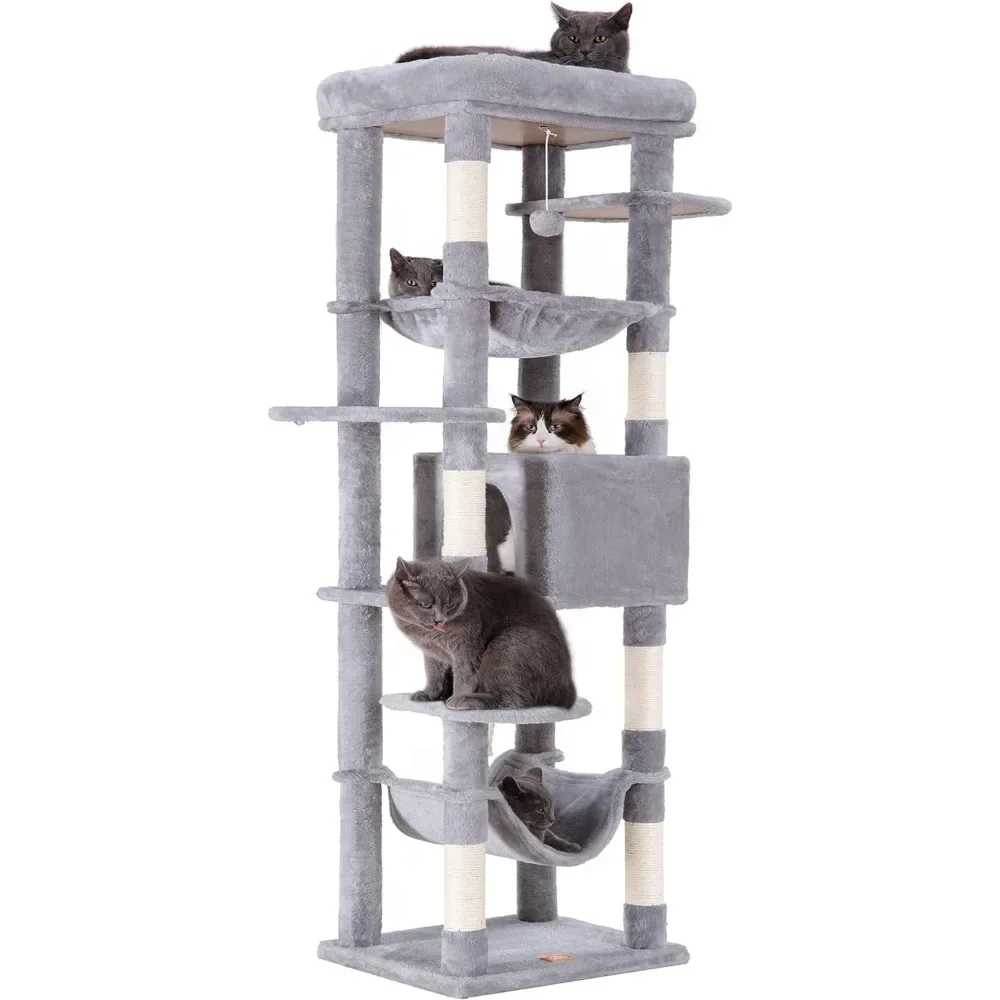 

69 Inches XXL Cat Tower for Indoor Cats Bed Cats Climbing Tree Cozy Basket Freight Free Freight Free Houses and Habitats