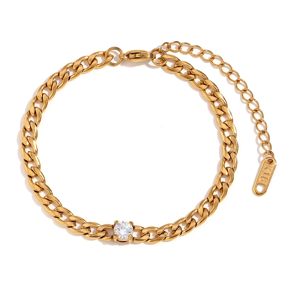 MamacitaSlay NK Figaro Chain Grinding Cuban Chain Round Drop Zircon Stainless Steel Bracelet 18K Gold Plated Jewelry For Women
MamacitaSlay NK Figaro Chain Grinding Cuban Chain Round Drop Zircon Stainless Steel Bracelet 18K Gold Plated Jewelry For Women