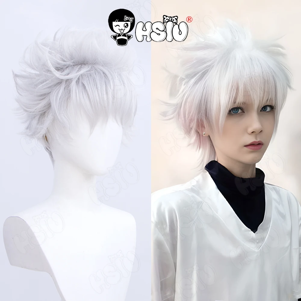 

Killua Zoldyck Cosplay Wig Anime HUNTER×HUNTER cosplay Wig HSIU 25cm silvery white short hair Heat Resistant Synthetic Wig
