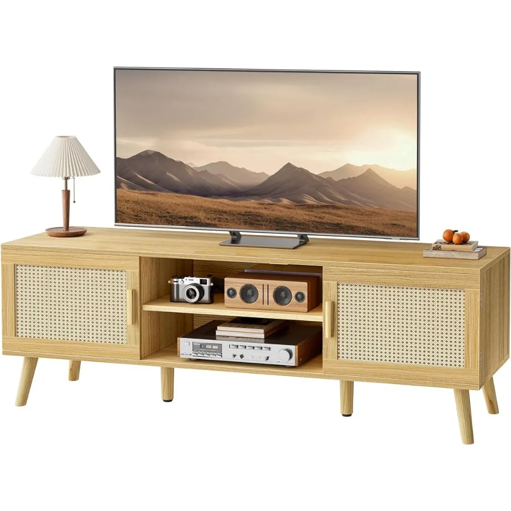 Rattan TV Console With 2 Cabinets Tv Rak for Living Room Entertainment Center With Adjustable Shelf Solid Wood Feet 4 Cord Holes
Rattan TV Console With 2 Cabinets Tv Rak for Living Room Entertainment Center With Adjustable Shelf Solid Wood Feet 4 Cord Holes