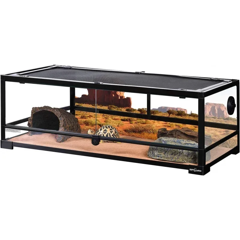 

REPTI ZOO Full Glass 35 Gallon Reptile Tank, Front Opening Wide & Low Reptile Terrarium 36" x 18"x 12" for Gecko Tort