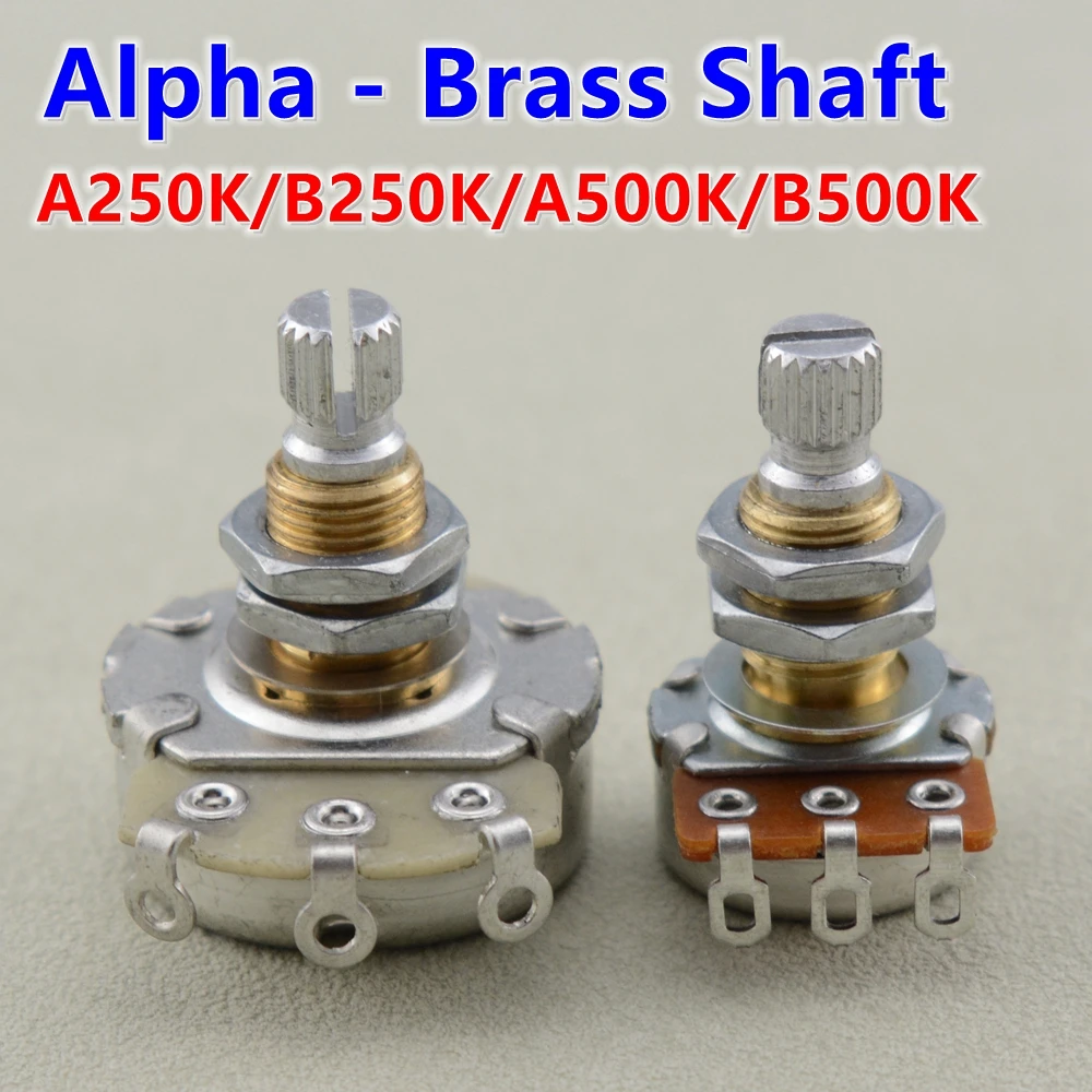 Alpha Brass Shaft Potentiometer(POT) For Electric Guitar Bass A250K/B250K/A500K/B500K - KR(Origin)
Alpha Brass Shaft Potentiometer(POT) For Electric Guitar Bass A250K/B250K/A500K/B500K - KR(Origin)