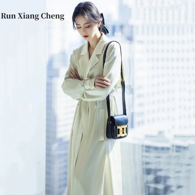 RUN XIANG CHENGF Satin Suit Dress for Women's Autumn and Winter New Temperament Windbreaker Lace Up Long Coat Free Shipping
RUN XIANG CHENGF Satin Suit Dress for Women's Autumn and Winter New Temperament Windbreaker Lace Up Long Coat Free Shipping
