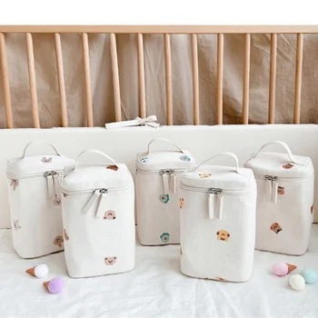 다기능 단열 도시락, 식품 보관 가방, 방수 곰 자수, 엄마 가방, 아기 기저귀 기저귀 가방