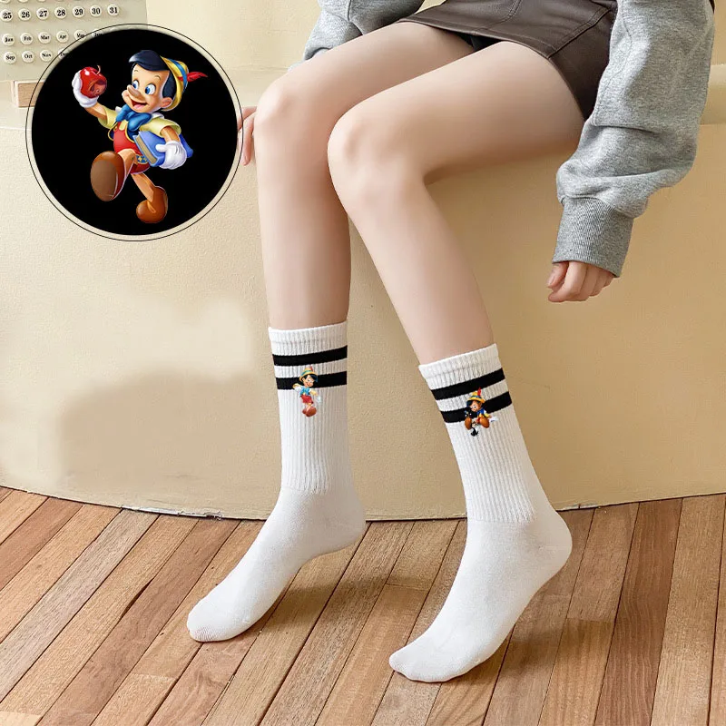Pinocchio Disney Women Parallel Bar Socks Fashionable Versatile Cartoon Pattern Socks Comfortable Breathable Black White Socks
Pinocchio Disney Women Parallel Bar Socks Fashionable Versatile Cartoon Pattern Socks Comfortable Breathable Black White Socks
