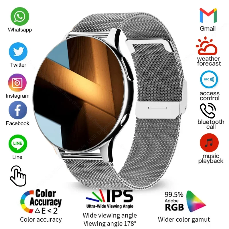 

Умные часы NFC для женщин с Bluetooth, Смарт-часы с поддержкой воспроизведения музыки и записи, водонепроницаемые часы IP68, спортивный фитнес