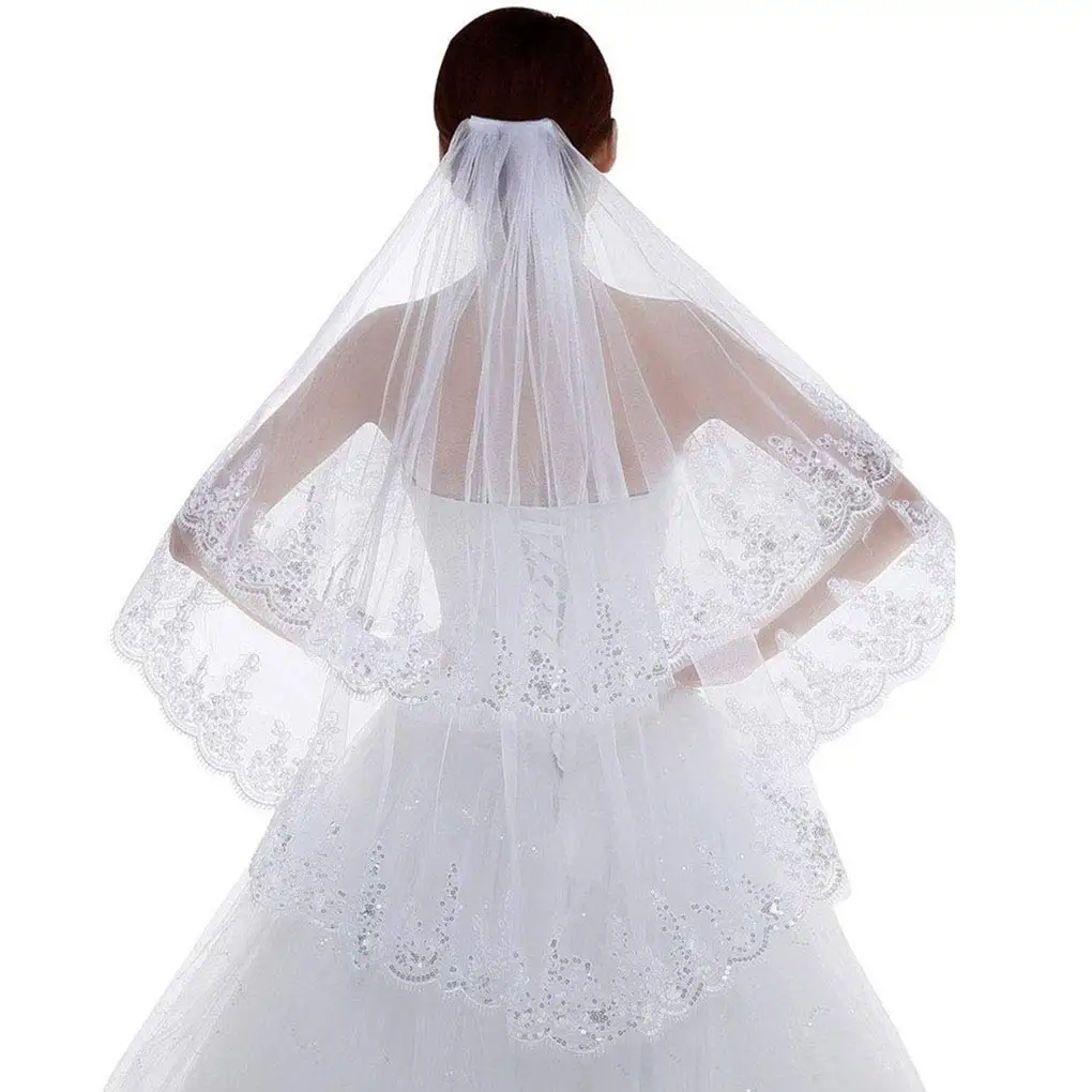 Wedding Sequins Edge for Brides 2 Tier Hip Fingertip Length Sparkle Soft Tulle Bridal Lace Veils Hair Accessories
Wedding Sequins Edge for Brides 2 Tier Hip Fingertip Length Sparkle Soft Tulle Bridal Lace Veils Hair Accessories