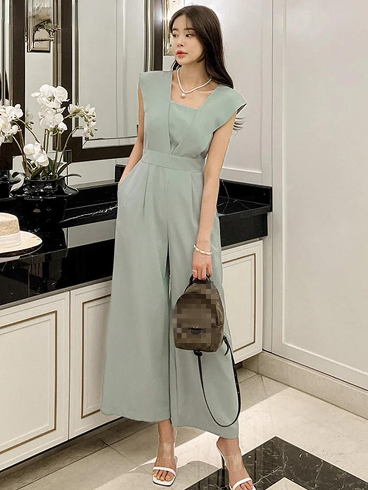 Korean Fashion Wide Leg Jumpsuit Women Summer Casual Sleeveless Slim Office Lady Work Wear Rompers Overalls for Women Bodysuit
Korean Fashion Wide Leg Jumpsuit Women Summer Casual Sleeveless Slim Office Lady Work Wear Rompers Overalls for Women Bodysuit