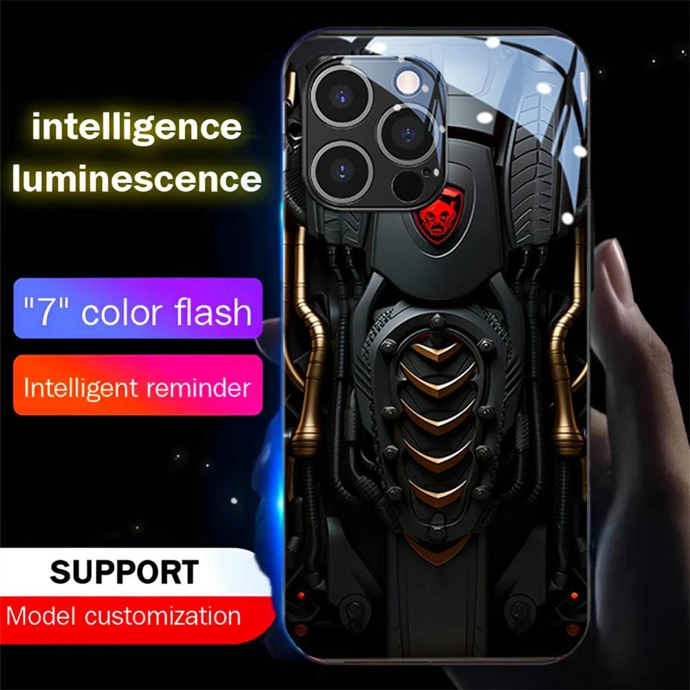 

Future Technology Smart LED Light Glow Tempered Glass Phone Case For Huawei P60 P50 P40 P30 Pro Plus Mate 60 50 50E 40 30 20