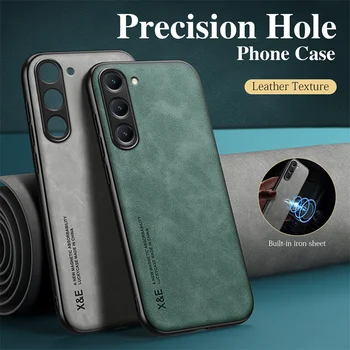 양가죽 가죽 마그네틱 케이스, 삼성 갤럭시 S24, S23, S22, S21 FE, S20 플러스, 노트 20 울트라 코크 내장 금속판 커버 상품 이미지