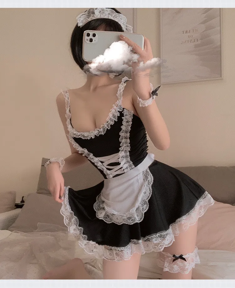 

Sexy Maid Costume Cosplay Lolita Babydoll Dress Porn Sleepwear Lace Mini Skirt Women Uniform Hot Sexy Lingerie For Sex Clothing