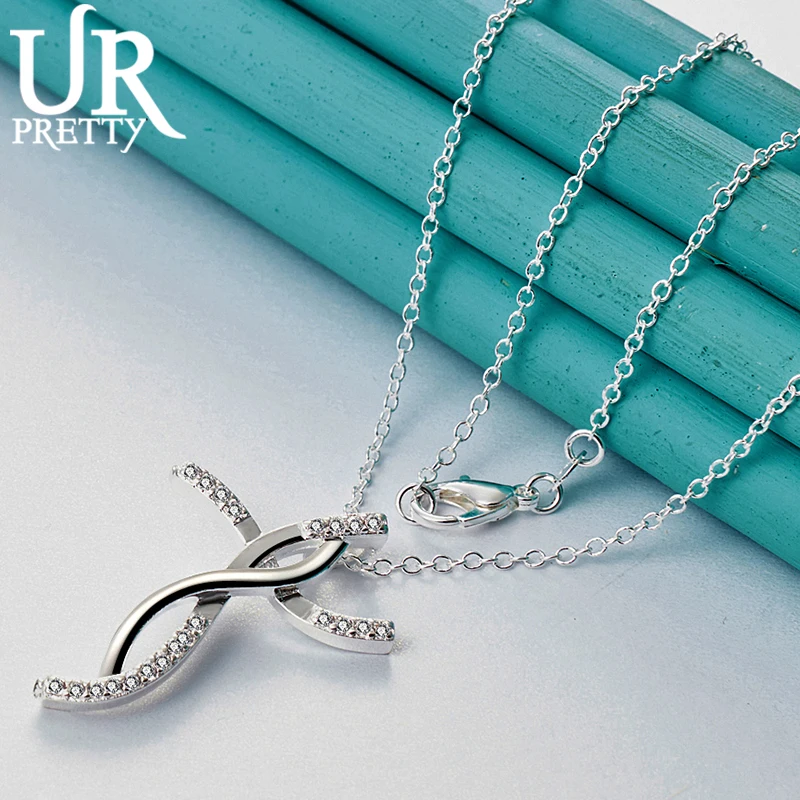 URPRETTY 925 Sterling Silver Double Twisted Cross Pendant Necklace 16/18/20/22/24/26/28/30 Inch Chain For Woman Wedding Jewelry
URPRETTY 925 Sterling Silver Double Twisted Cross Pendant Necklace 16/18/20/22/24/26/28/30 Inch Chain For Woman Wedding Jewelry