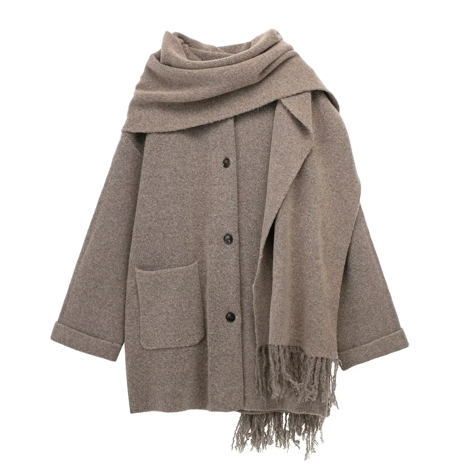 Women New Fashion With a scarf decoration Loose Long style Knitted Coat Vintage Long Sleeve Button-up Female Outerwear Chic Tops
Women New Fashion With a scarf decoration Loose Long style Knitted Coat Vintage Long Sleeve Button-up Female Outerwear Chic Tops