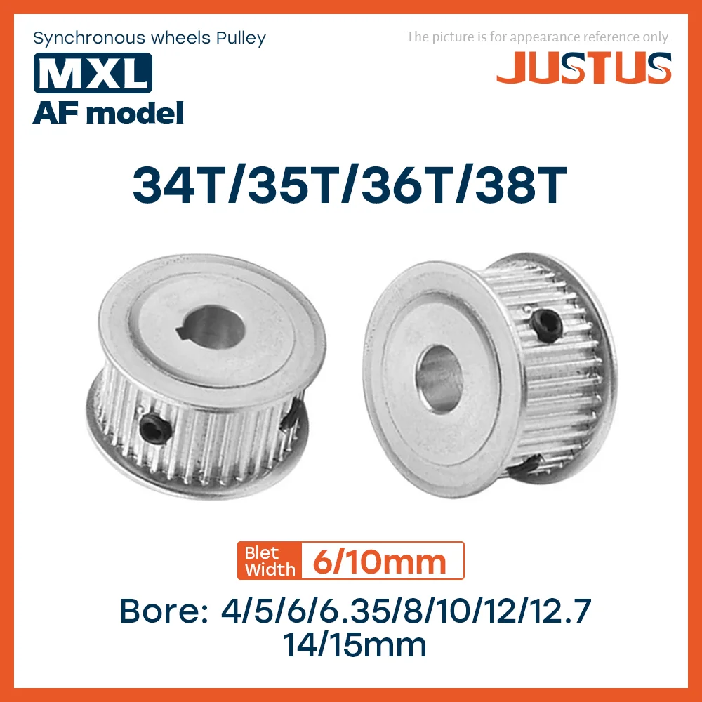 

AF Type 34T/35T/36T/38Teeth MXL Timing Pulley Bore 4/5/6/6.35/8/10/12/12.7/14/15mm for 6/10mm Width Belt Used In Linear Pulley
