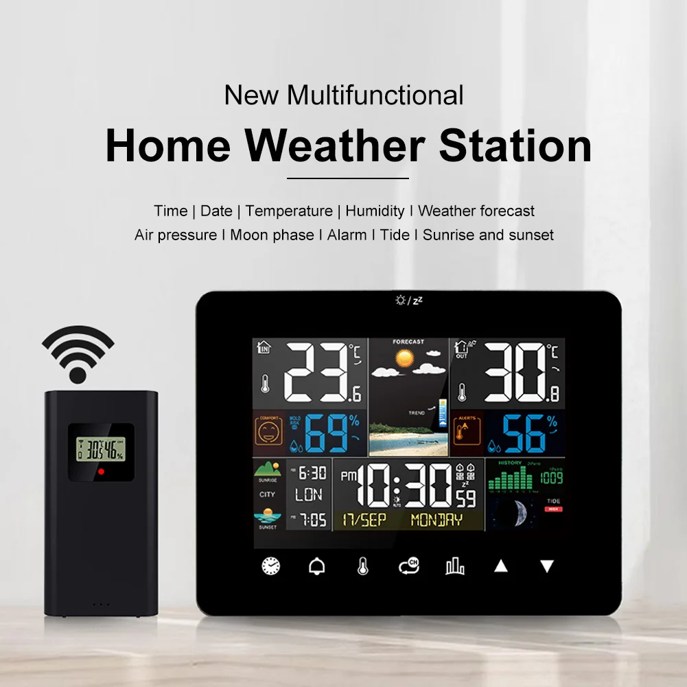 Weather Station Indoor Outdoor Color Screen Display with 1 Wireless Sensor Thermometer Hygrometer Moon Phase Barometric Pressure
Weather Station Indoor Outdoor Color Screen Display with 1 Wireless Sensor Thermometer Hygrometer Moon Phase Barometric Pressure