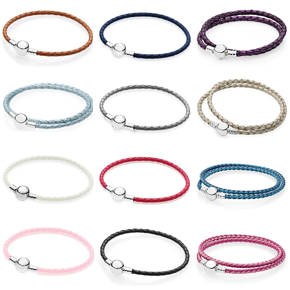 NEW Fashion 925 Sterling Silver Multicolor Mixed Powder Blue Women Double-Leather Bracelet Fit Charm DIY Original Round Bead
NEW Fashion 925 Sterling Silver Multicolor Mixed Powder Blue Women Double-Leather Bracelet Fit Charm DIY Original Round Bead