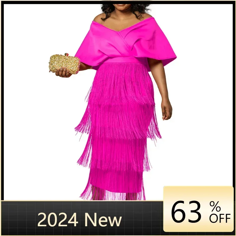 Sexy Off Shoulder Slash Neck Fringed Dress Elegant Party Dresses For Women Evening Sleeveless Backless Tassel Dress African Gown
Sexy Off Shoulder Slash Neck Fringed Dress Elegant Party Dresses For Women Evening Sleeveless Backless Tassel Dress African Gown
