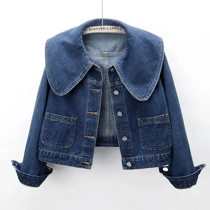 

Autumn Women Fashion Denim Jacket Long Sleeve Casual Short Denim Coat Famale Jeans Jackets Outerwear Casaco Jaqueta Feminina