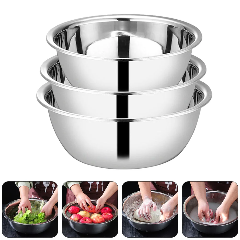 3 Pcs Stainless Steel Pot Fruit Washing Food Container Mixing Bowls Soup Basin Salad Storage
3 Pcs Stainless Steel Pot Fruit Washing Food Container Mixing Bowls Soup Basin Salad Storage