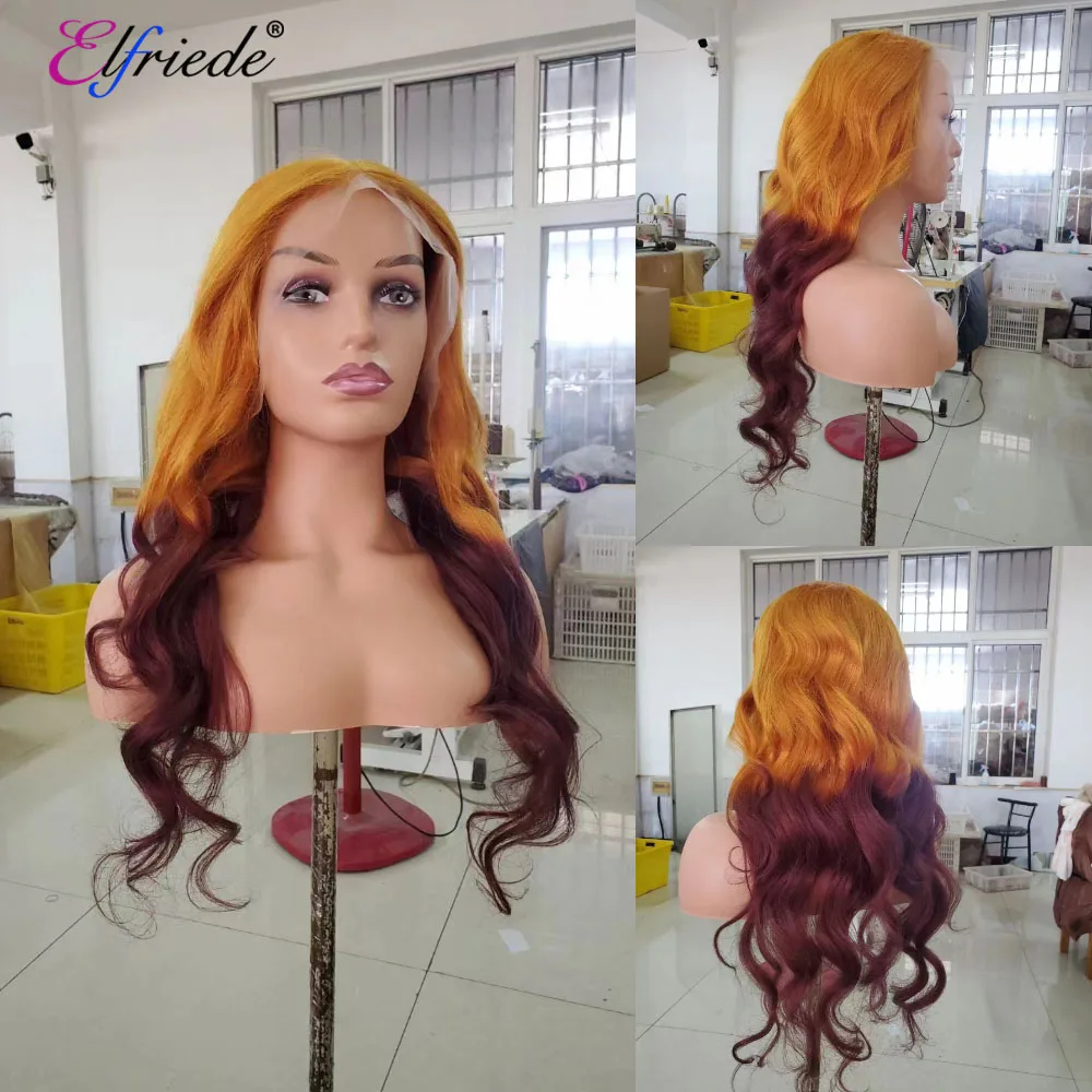 

Elfriede Ombre Ginger Orange Burgundy Loose Wave Lace Front Wig for Women 4x4 13X4 13X6 HD Lace Frontal Wig 100% Human Hair Wigs