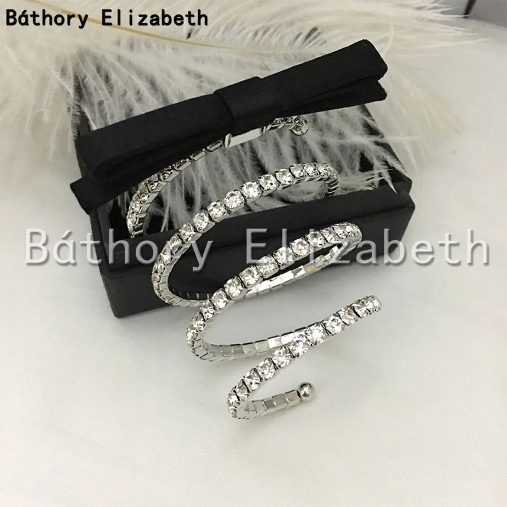 

Báthory Elizabeth Europe Vintage Black Bow All Crystal Bracelet For Women Luxury Jewelry Top Quality Party Valentine Gift