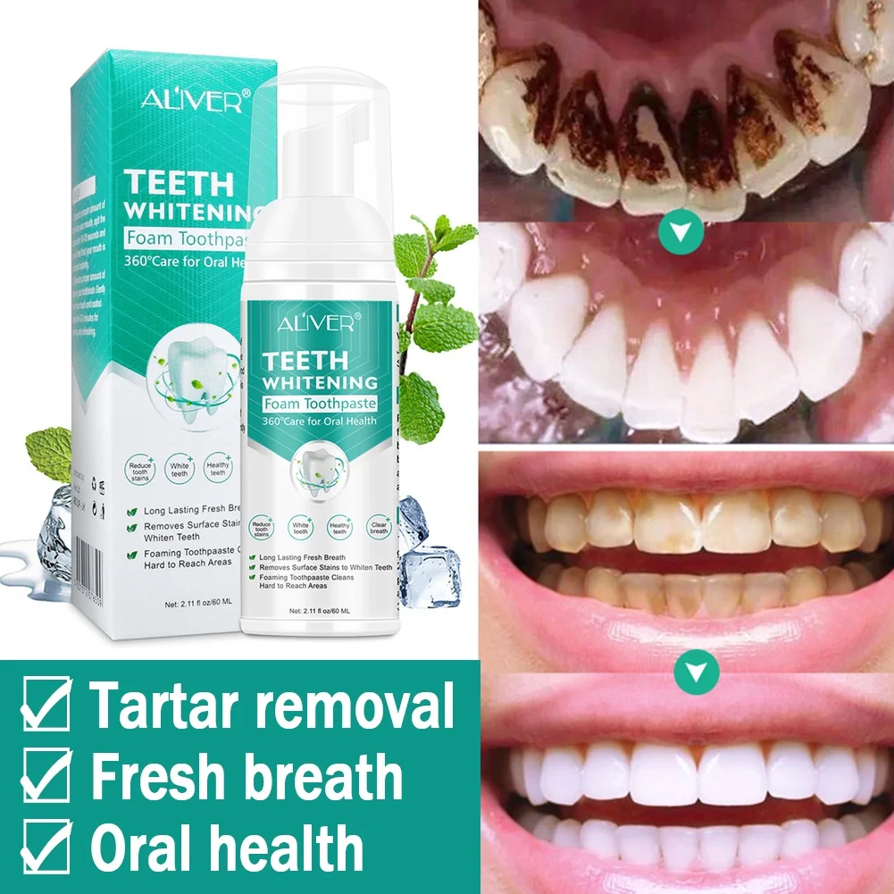 

Teeth Whitening Mousse Whitening Toothpaste Foam Ultra-Fine Mousse Cleaning Gums Deeply Stain Removal Mint Refreshing Oral Care