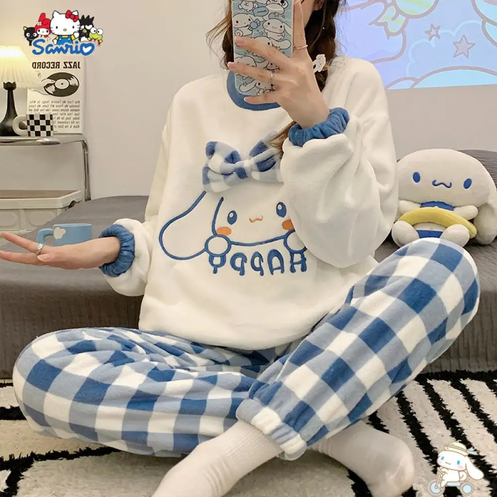 Kawaii Sanrios Melody Cinnamoroll Pachacco Flannel Pajamas Pompompurin Autumn Winter Thickening Sleepwear Cute Household Clothes
Kawaii Sanrios Melody Cinnamoroll Pachacco Flannel Pajamas Pompompurin Autumn Winter Thickening Sleepwear Cute Household Clothes