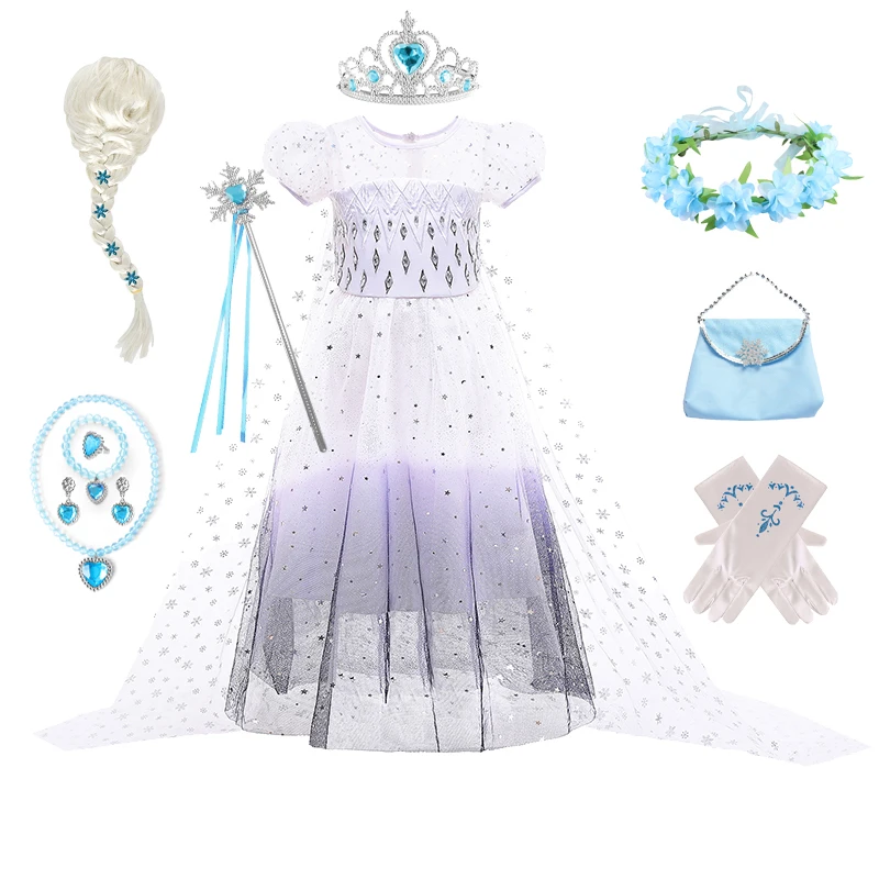 

Платье Эльзы с блестками для девочек, детское платье принцессы для косплея, платье Снежной королевы, Детский костюм на день рождения