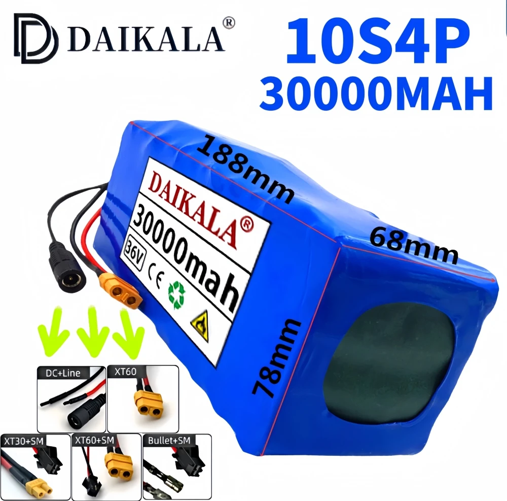 DAIKALA 10S4P 30000mAh 36V battery pack 500W high power battery 36V,for Ebike electric bicycle BMS 42v battery+Free shipping
DAIKALA 10S4P 30000mAh 36V battery pack 500W high power battery 36V,for Ebike electric bicycle BMS 42v battery+Free shipping