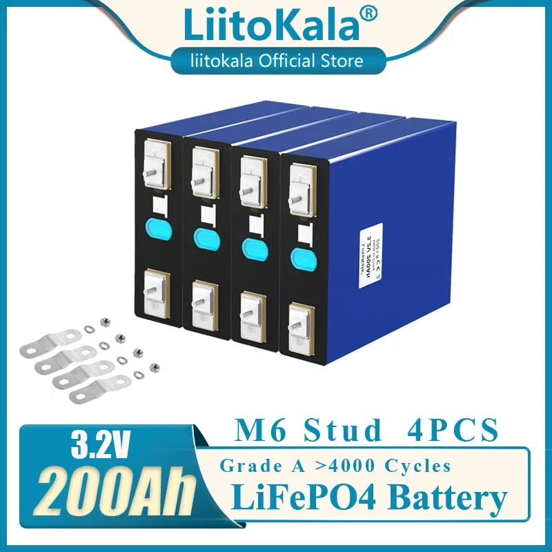 4pcs LiitoKala 3.2V 200Ah Lifepo4 Battery Pack 12V 24V 200AH Cell Lithium Iron Phosphate Solar EU US Russia Fast Delivery Tax
4pcs LiitoKala 3.2V 200Ah Lifepo4 Battery Pack 12V 24V 200AH Cell Lithium Iron Phosphate Solar EU US Russia Fast Delivery Tax