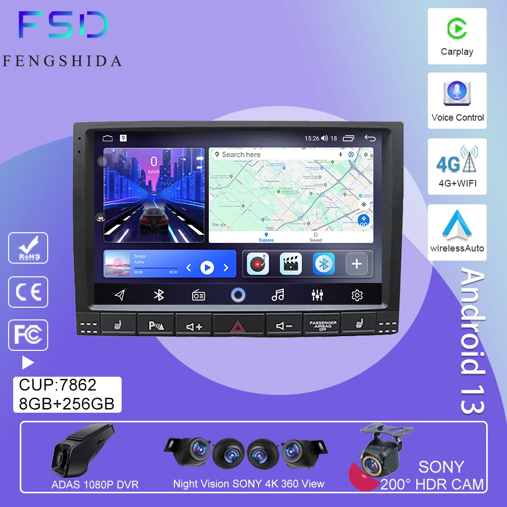 

Android 13 For Volkswagen VW Touareg 2002 - 2012 Radio Multimedia Player Screen Car Head Unit Navigation No 2Din DVD 5G WIFI BT