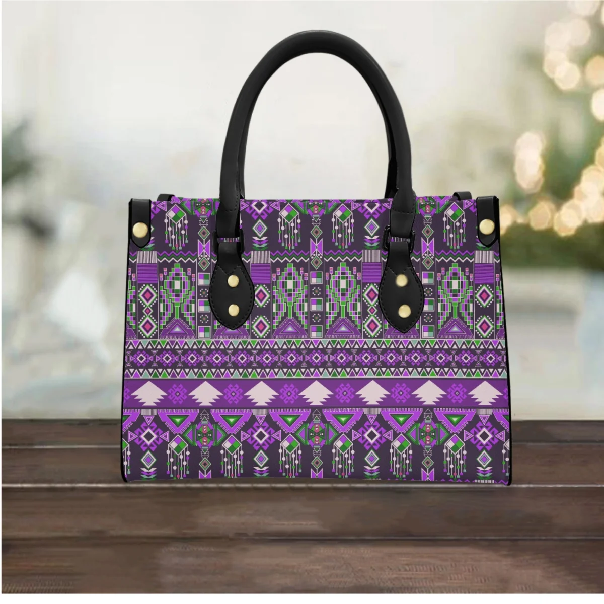 

FORUDESIGNS Aztec American Pattern Handbags Ladies Elegant Noble Tote Bags Vintage Ethnic Tribal Style Shopping Bag Make-Up