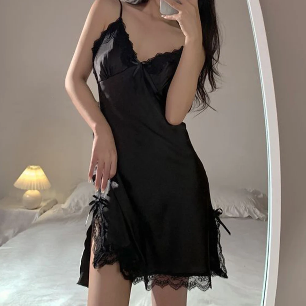 Women's Nightgowns Sexy Underwear Lace Silk Slip Nightdress Comfortable Breathable Lingerie Sensual Sleepwear Female Mini Dress
Women's Nightgowns Sexy Underwear Lace Silk Slip Nightdress Comfortable Breathable Lingerie Sensual Sleepwear Female Mini Dress