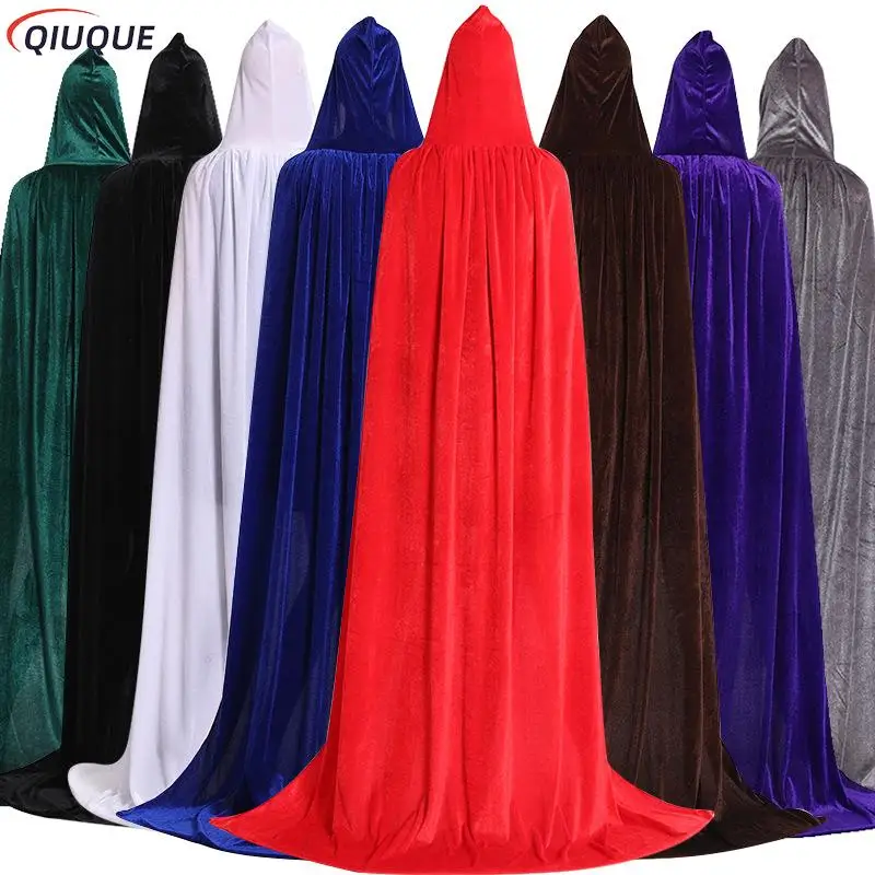 

Halloween Cloak Velvet Cape Hooded Medieval Costume Witch Wicca Vampire Elf Purim Carnival Party Cosplay for Children and Adults
